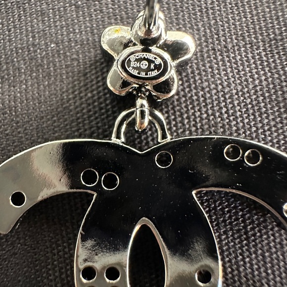Chanel 24K Ruthenium Crystal Dangle CC Earrings